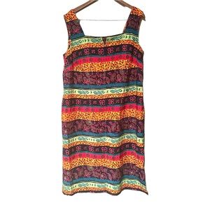 Vintage Sag Harbor Eclectic Sleeveless Mixed Media Midi Dress Orange Size 20W